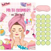 38pcs Water Spa Party Game Set - Includes Cucumber Poster, Blindfold And Sticker, Suitable For Masquerade Ball And Spa Themed Events, Use Cucumber As Accessories, Party Supplies For Holiday Celebrations - Multicolor - View 1
