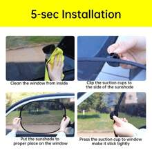 2 paquetes de parasoles de malla para ventanas laterales de coche, ajuste universal, protección UV, aislamiento térmico, cortina protectora solar para el interior del coche, color negro, adecuado para accesorios interiores del automóvil