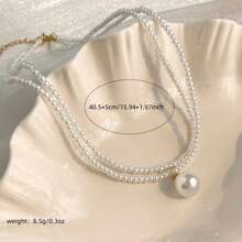 1pc Women Vintage Wrapped Double Layer Pearl Necklace, Elegant Small Designer Collarbone Necklace. Double Layer French Retro Pearl Chain Collarbone Necklace, Minimalist Versatile Pendant Necklace, Christmas, Thanksgiving, Valentine's Day Gift Valentines