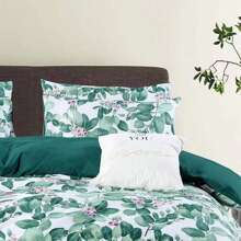 Conjunto de capa de edredom com estampa de folhas verde-claro de 3 peças (1 capa de edredom + 2 fronhas) Estilo sóbrio adequado para quarto e todas as estações 160*200/200*220 várias especificações disponíveis