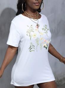 Camiseta con estampado floral para mujer, camiseta de verano con diseño de flores de campo salvajes, naturaleza, manga corta, camiseta para jardineros y plantas