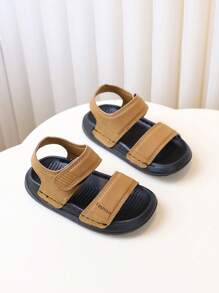 1 Par de Sandalias de unicolor de PU con punta abierta, de secado rápido, transpirables, de moda, hechas a mano, con cierre de conveniente, adecuadas para niño, niña, niños, para playa/interior exterior/exterior/festivales, primavera/verano