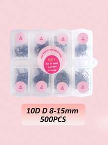 500/1000/2000 片预制假睫毛簇，3D 5D 10D 20D 预制假睫毛簇，8-15mm 混合长度，D 卷度，预制喇叭形假睫毛，细底预制蓬松假睫毛 (0.07 D 8-15mm) - D - 查看 14