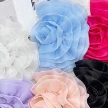 3D 花朵欧根纱手工花朵贴布 DIY 服装胸花缝纫贴花配饰服装连衣裙颈部装饰 - 彩色 - 查看 5