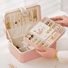 1 件大容量珠宝收纳盒，适用于项链、耳环、戒指、手镯等配饰