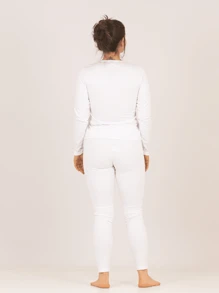 Women's Thermal Plush Flannel Set Blouse+Pants S To GG Lavin Basic 51-A - White - View 4