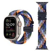 1pc 2025 New Black Nylon Braided Solo Loop Strap Compatible With Apple Watch Band 46mm 45mm 42mm 44mm 41mm Braided Nylon Sport Bracelet Apple Watch Series 10 9 8 SE 5 6 7 Ultra 49mm Strap