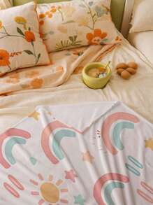 1 件彩虹太阳和星星印花柔软毛毯，适用于沙发、床、电视、婴儿推车、露营、旅行、度假、所有季节，多功能礼品毯，适用于家庭、办公室、午睡