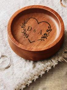 1/2Pcs Personalized Name Wooden Ring Plates, Custom Jewelry Boxes, Customized Engagement Gifts, Customizable First Marriage Ring Plates, Bride And Groom Gifts, Bride Proposal Gifts, Bride Showers, Anniversary Gifts, Personalized Ring Plates