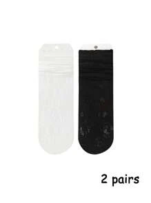 1/2/3 pares de medias con dedos de mujer en color blanco con ribete de encaje, medias abiertas con diseño calado para usar con sandalias, medias ligeras de verano, medias de media pantorrilla con división de dedos y borde de encaje para estudiantes
