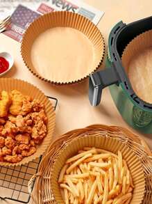 100 件一次性空气炸锅、纸质空气炸锅内胆、纸质篮碗、烤盘、烤箱配件、烘焙工具、厨房小工具、厨房配件 - 圓形 - 查看 4