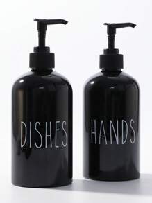 GAONLY 2Pcs Hand And Dish Soap Dispenser Set By - Kitchen Soap Dispenser Set With Tray - Bamboo Soap Dispenser For Kitchen Sink - Boho Kitchen Decor, Modern Decor (Black/White) Home Bathroom Decor Fall Decor Back To School - Black With Tray - View 3