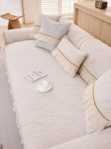 1 件豪华四季通用沙发座垫套，现代简约雪尼尔防尘防滑时尚沙发套，温暖、防褪色、不脱落，适用于卧室、办公室、客厅、L 型沙发 1/2/3/4 座 - 卡其色 - 查看 3