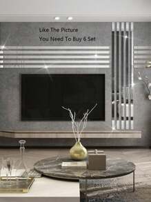 10 piezas Pegatinas de espejo decorativo con líneas largas reflectantes de acrílico, calcomanías de arte 3D autoadhesivas para decorar paredes de sala de estar, baño, oficina en casa, decoración de primavera para refrescar tu hogar, pegatinas de decoración de ramas, decoración de pared, calcomanías de vinilo para decoraciones del hogar - Plateado - Ver 2