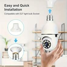 Cámara de seguridad con bombilla inalámbrica 1080P inalámbrica panorámica de 360 grados cámara de monitoreo de bombilla para el hogar de alta definición inteligente 1080P cámara de monitoreo de mascotas WiFi de alta definición, función de detección de movimiento de visión nocturna de audio bidireccional control de aplicación - Multicolor - Ver 12