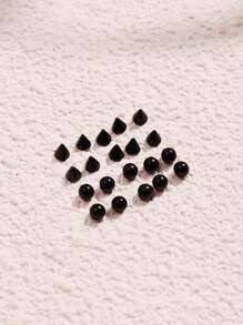 1set 16pcs Stainless Steel Geometric Ball Fake Piercing Stud Set Fake Nose Ring Stud Sticker Pack Fake Eyebrow Lip Piercing Non Piercied Body Jewelry - Black - View 5