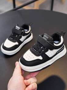 1 双时尚休闲婴儿车鞋，幼儿女童运动鞋，适合婴儿和幼儿春秋季户外穿着，轻便防滑男童白色婴儿车鞋 - 黑色 - 查看 2