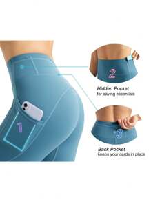Women's Shaping Leggings, High Waist, Tummy Control Pants, High Waist, Shaping Tummy, Legs, Hips, Yoga Fitness Pants - 孔雀藍 - 查看 2