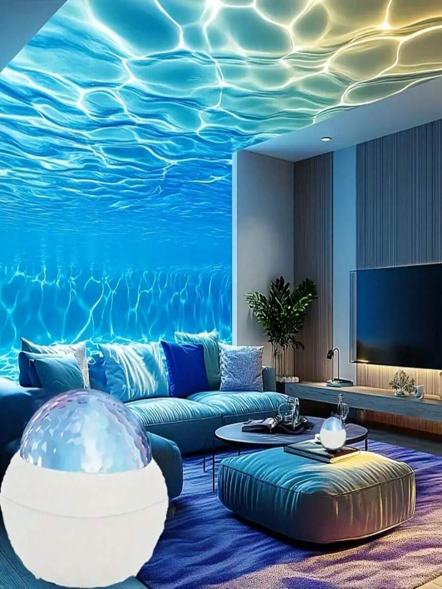 1pc USB Powered Starry Night Aurora Magic Ball Light, Colorful Rotating Ripple LED Lamp - Excellent For Bedroom And Living Room Decor, Creates Stunning Underwater Ambiance, Bedroom Light