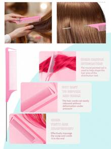 3 pièces Peigne professionnel à queue pointue, peigne à queue de rat en acier inoxydable anti-statique, peignes pour tresses, peignes à dents fines, peignes à queue pour mèches, peignes multifonctionnels pour cheveux normaux - couleur bonbon attrayante, peignes à cheveux parfaits pour les salons de coiffure et un usage domestique
