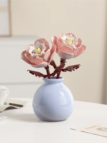 1pc/846pcs Artificial Everlasting Flowers Succulent Plants Handmade Flower Bouquets DIY Lily/Chrysanthemum/Rose/Hibiscus/Peony/Sunflower/Tulip/Gardenia 3D Puzzle Assembly Building Blocks Model Home Decor Desktop Ornaments, Mother's Day/Birthday Gift