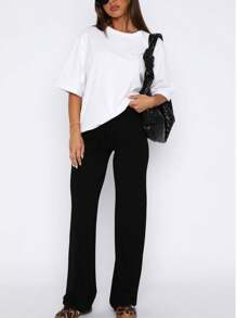 Damskie legginsy sportowe z wysokim stanem i ściągaczem, przyjazne dla skóry, oddychające, podnoszące biodra, modne i swobodne spodnie z szerokimi nogawkami, spodnie rozszerzane, odpowiednie na każdą porę roku, idealne do noszenia na co dzień i do pracy