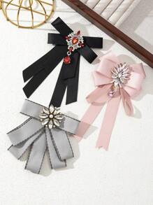 1 pieza Elegante broche de mujer con cinta de satén, piedras de rhinestone y escudo estilo palacio, joya de lujo adecuada para uso diario, regalo para boda/fiesta