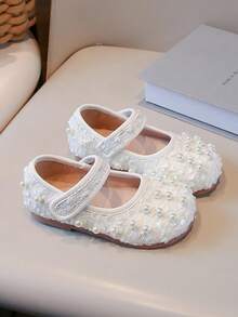 1 双女孩简约时尚优雅皮革平底鞋，适合夏季 - 米色 - 查看 3