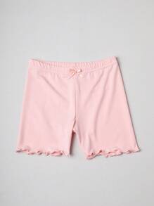 4 piezas Pantaloncillos finos para niñas con ribete de encaje floral, pantalones cortos de seguridad anti-exposición
