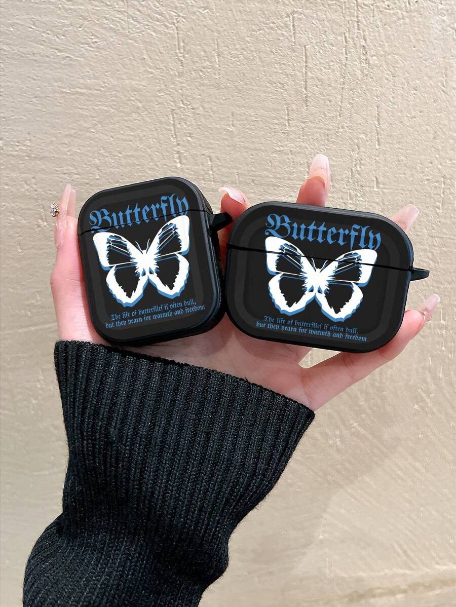 OLISI 蝴蝶幻想蓝牙耳机盒，1 个投影图案时尚休闲斜挎包，教师节、情人节、生日、圣诞节的完美礼物，兼容 Apple Pro/Pro2 防震耳机保护盒，兼容 4 - 黑色 - 查看 1