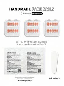 10Pcs/Pack Handmade Short Press-On Nail Strips With Gold French Tip, Cat Eye Design, Quick Nail Art Press On Nails Nail Supplies Nails