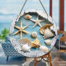 2D Charming Starfish & Shell Wooden Wall Decor - Vintage Summer Decoration, Suitable For Home, Porch, Dining Room, Bar, Wreaths, Room Decor Gifts Birthday Graduation - Multicolor - View 1