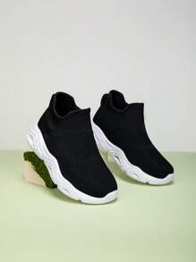 Nuove sneaker casual e traspiranti, facili da indossare e togliere, per bambini - Bianco e nero - Visualizzare 8