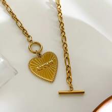 Monlansher 1 pezzo Collana con pendente a forma di cuore in acciaio inossidabile, design minimalista di moda, adatta per uso quotidiano