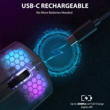 ATTACK SHARK X5 Wireless Gaming Mouse With 3 Mode PAW3212 Optical Sensor,Rechargeable Battery RGB Mice For PC Tablet Desktop - Multicolor - View 6