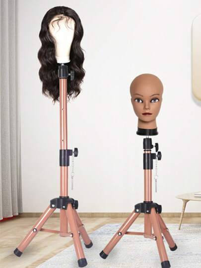 Wig Stand Tripod Mannequin Head Stand, Adjustable Heavy Duty Wig Head Stand For(Mannequin Head Not Included) Cosmetology Hairdressing Training