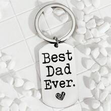 1pc Best Dad Ever Stainless Steel Keychain Father's Birthday Thanksgiving Christmas Gift Car Accessories Bag Charm School Cute Goth Y2k Bag Lanyards With Id Holder Car Accessories Bag Charms - Multicolor - View 1