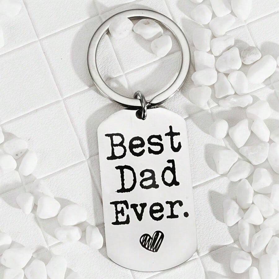 1pc Best Dad Ever Stainless Steel Keychain Father's Birthday Thanksgiving Christmas Gift Car Accessories Bag Charm School Cute Goth Y2k Bag Lanyards With Id Holder Car Accessories Bag Charms - Multicolor - View 1