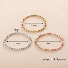 3pcs Gold/Silver/Rose Gold CCB Plastic Beaded Elastic Bracelet Set - Bracelet - View 5