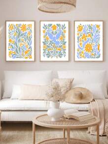 3PCS Flower Wall Arts Canvas Printi Schilderij - Frameloze Olieverfschilderij Poster, Botanische Kunst Olieverfschilderij Poster, Slaapkamer Muurkunst, Woonkamer Muurdecoratie, Eetkamer Muurdecoratie, Keuken Decoratief, Studeerkamer, Gang, Slaapzaal Decoratie, Ideaal Cadeau Voor Vrienden, Muurkunst, Muurdecoratie, Huisdecoratie, Kamerdecoratie Canvas Schilderij, Posters,