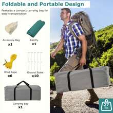 8-Person Camping Tent W/ Porch Large Family Cabin Tent W/ 2 Rooms 2 Doors Green - 綠色 - 查看 9