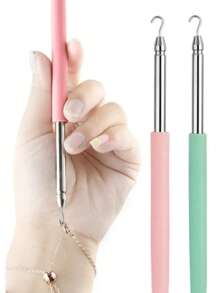 1 Piece Bracelet Wearing Aid, Odorless, Battery Free - Simple Jewelry And Necklace Hook Wearing Tool, Fashionable Metal Accessories, Simple Beauty And Personal Care Styling Tool(Long/Short Scalable)