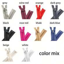 10pcs Assorted Color Nylon Resin Zippers #5, Self-Locking Single Slider Zippers, Various Sizes, Smooth Sliding Sewing Accessories For Pockets, Cushions And Bags