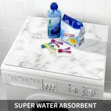 1pc Marble Pattern Washing Machine Dust Cover,Countertop Absorbent Table Mat,Absorbent & Quick-Dry Fridge Mat, Microwave Oven Dust Cover,Soft Diatom Mud Drainage Pad,Non-Slip Super Absorbent And Wear-Resistant Dish-Washing Dry Pad,19.7*23.6 Inch Modern Washing Machine & Dryer Top Cover,Suitable For Laundry Room And Kitchen - White - View 3