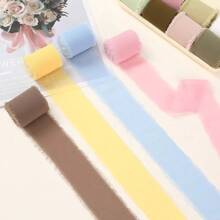 1 Roll / 5 Meters High-Quality Handmade Chiffon Satin Ribbon, Versatile Use For Gift Packaging, Bows, Wedding Invitations, Bouquet Ribbons, DIY Crafts, Christmas Decorations, DIY Home Decor, Wedding Party Bouquet Supplies And Gifts