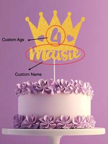 1 件个性化姓名和年龄、金色生日蛋糕装饰、生日派对蛋糕装饰、送给她的礼物、生日派对礼物、生日蛋糕装饰 - 金色 - 查看 7