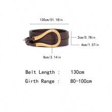 1pc Women's Horse Buckle Suit Belt, Multiple Colors, Fashion Versatile Waist Strap Decoration For Office Wear And Dress - Camel - View 11