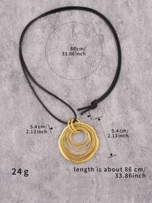 1 pieza Collar colgante geométrico asimétrico sobredimensionado minimalista y dorado, cadena larga de cordón de cera negra multicapa de moda, collar de lujo como regalo para novia/madre - Cuerda de cera negra - Ver 10