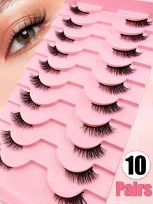 10 Pairs Half Lashes Natural Look Wispy Fluffy Cat Eye Look Natural Short Accent Lashes End Lashes Corner Eyelashes 3/4 Lashes Reusable Lashes Pack