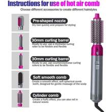 Secador de pelo eléctrico de secado rápido 5 en 1, masaje del cabelludo para alisar y rizar - Tipo de Enchufe A USA (110-127V) - Ver 6